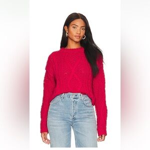 Free People Cutting Edge Cable Sweater in Cranberry NWT